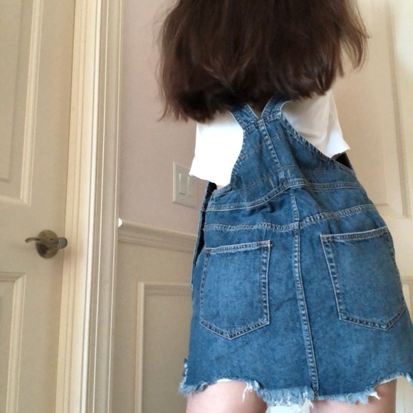 free people denim overall dress